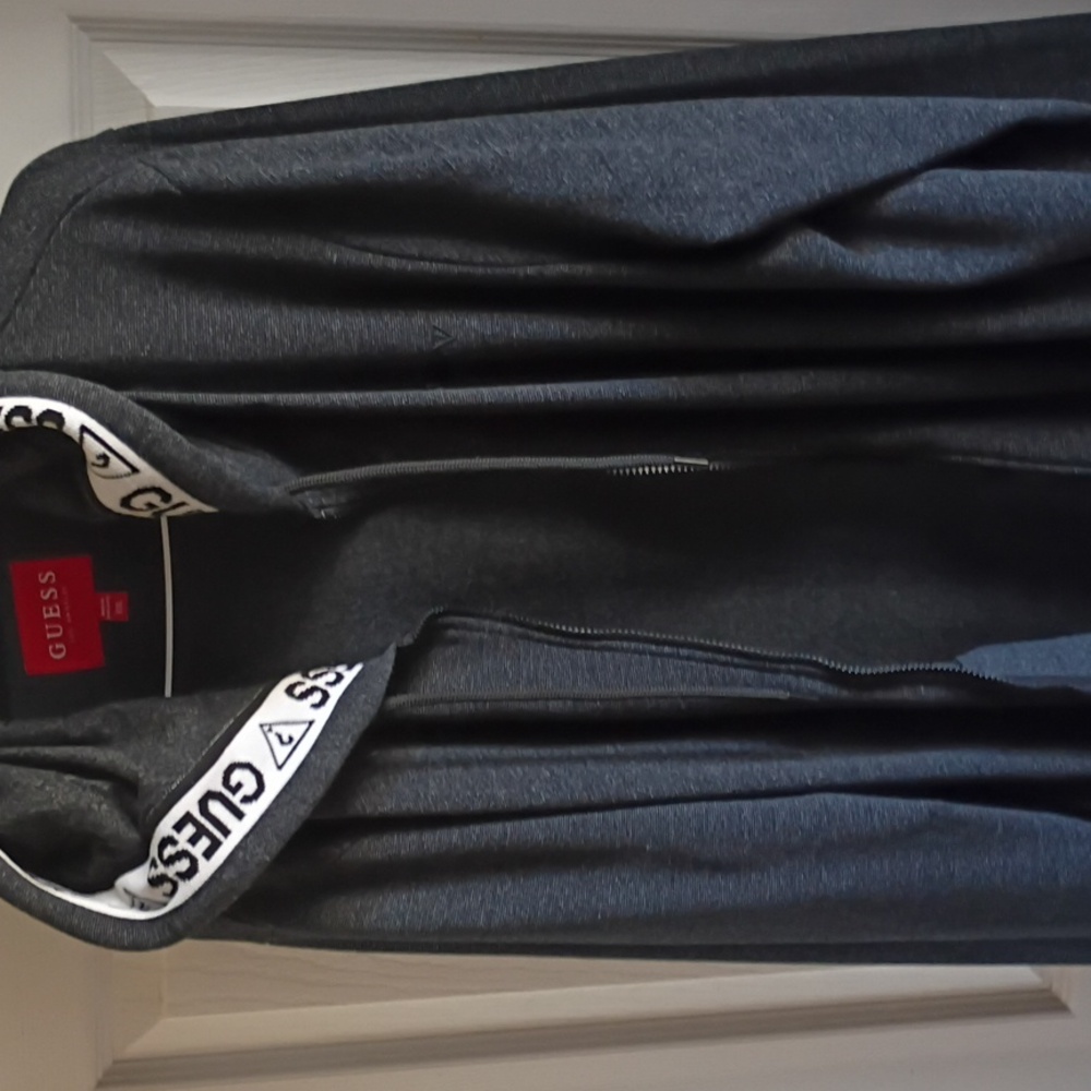 GUESS Charcoal Hoodie with Logo Trim